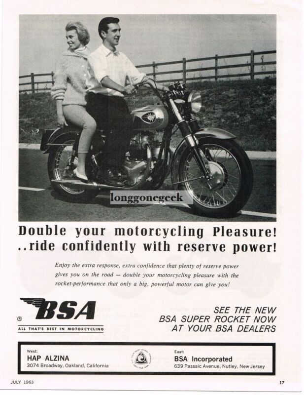 1963 BSA Super Rocket Motorcycle Vintage Ad 
