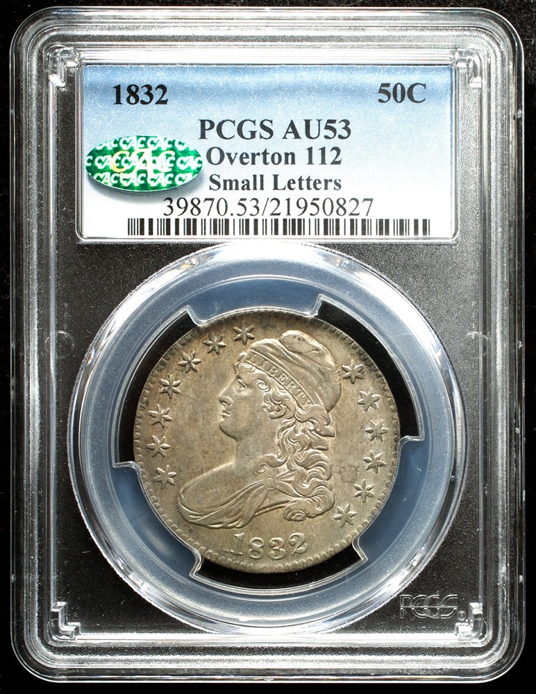 1832 Capped Bust Half Dollar, Overton O-112 Variety - PCGS AU53, CAC Approved