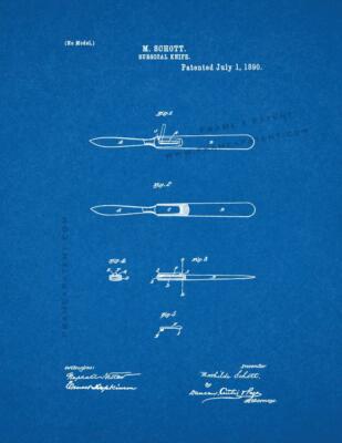 Surgical Knife Patent Print Blueprint