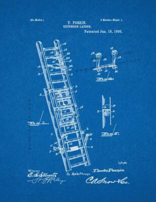Extension Ladder Patent Print Blueprint