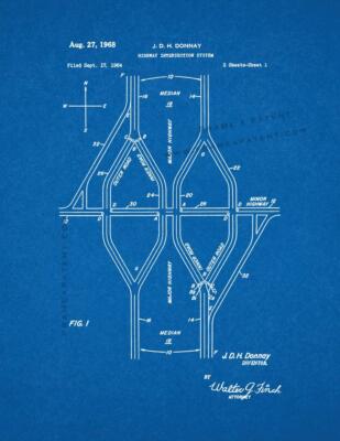 Highway Intersection System Patent Print Blueprint
