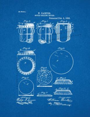 Bottle Sealing Device Patent Print Blueprint