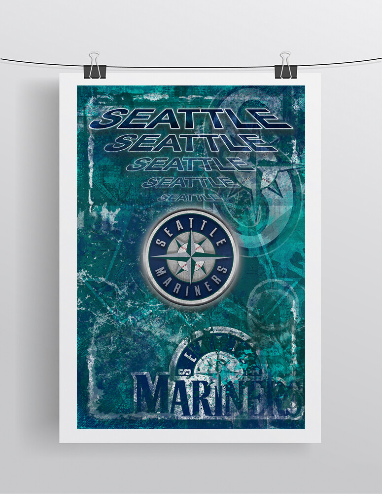 SEATTLE MARINERS  12x18inch Poster SEATTLE Baseball Print Free Shipping Us