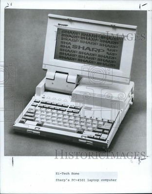 1988 Press Photo Laptop Hi-Tech Home Sharp's PC-4501 laptop computer
