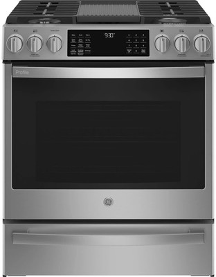 GE PROFILE PGS930YPFS - 30 Inch Smart Slide-In Gas Range with 5 Sealed Burners