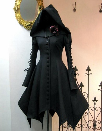 Pre-owned Handmade Custom Made To Order Asymmetrical Hooded Mysterious Dark Jacket Plus 1x-10x L262 In Black