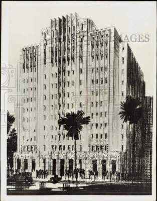 1932 Press Photo Architect's conception of a Los Angeles apartment building