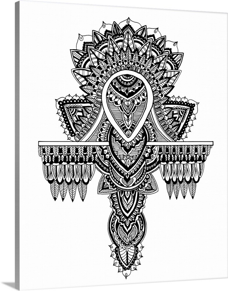 DIY Coloring Book Canvas Art entitled Tribal Ankh | eBay