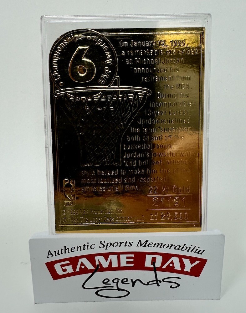 マイケルジョーダン　UPPER DECK 24k authenticated Upper Deck 24k Gold Michael Jordan Commemorative Card | eBay