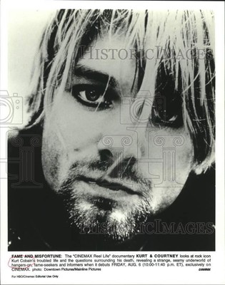 1999 Press Photo Kurt Cobain in Cinemax Reel Life Kurt & Courtney. - nox58440