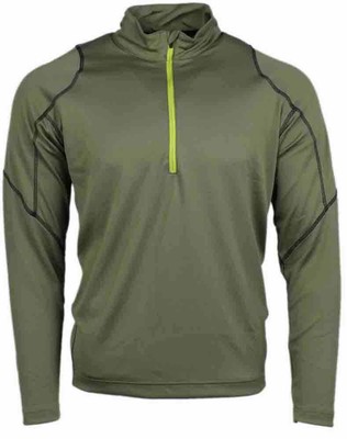 Page & Tuttle Coverstitch Quarter Zip Layered Pullover Mens Green Casual Athlet