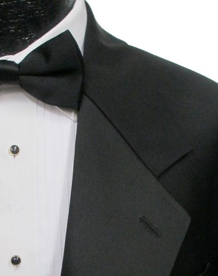 Men's Black Tailcoat Full Dress 100% Wool Satin Notch Lapels Wedding Mason 41L
