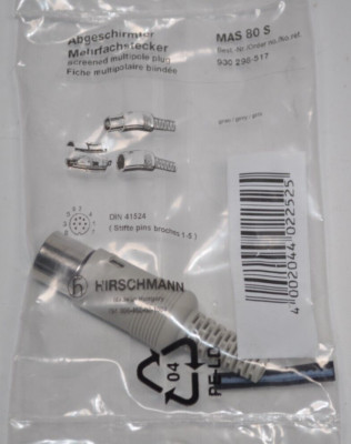 NEW Hirschmann 930 298-517 MAS 80 S 8-Pin Male DIN Plug  Straight  Cable Mount
