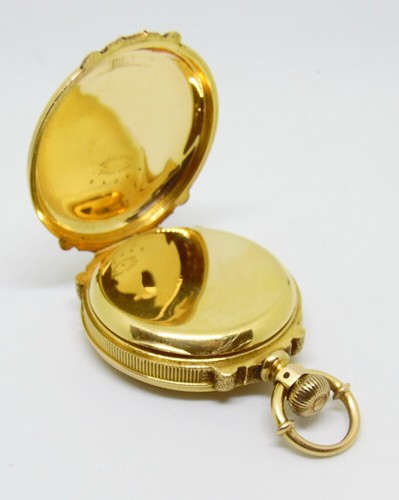 RARE Antique Elgin 18K Tri Color Gold Box Hinge Hunter Case Sulky Pocket Watch