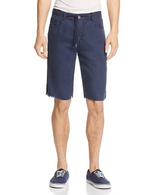 NEW BLANKNYC NAVY 100% LINEN CUT OFF 5 POCKET SLIM FIT HOTBOX SHORTS SIZE 38