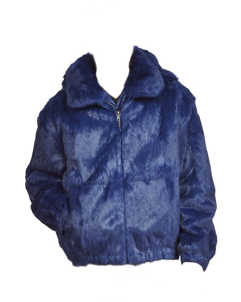Pre-owned Winter Fur Ny Mens Genuine Mink Rabbit Fox 100% Genuine Fur Winter Coat Jacket Usa Blue