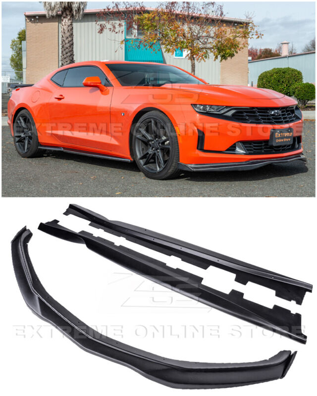 T6 Style Front Lip Carbon Side Splitter & Side Skirts For 19-up Camaro Rs & Ss