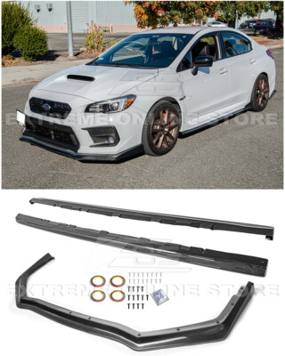 For 18-21 Subaru WRX STi CS Style CARBON FIBER Front Lip Splitter & Side Skirts