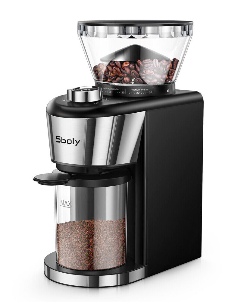 Electric Espresso Conical Burr Coffee Bean Grinder 35 Settings 2-12 Cups Blender