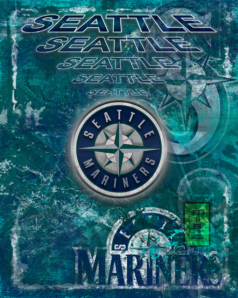 SEATTLE MARINERS  12x18inch Poster SEATTLE Baseball Print Free Shipping Us