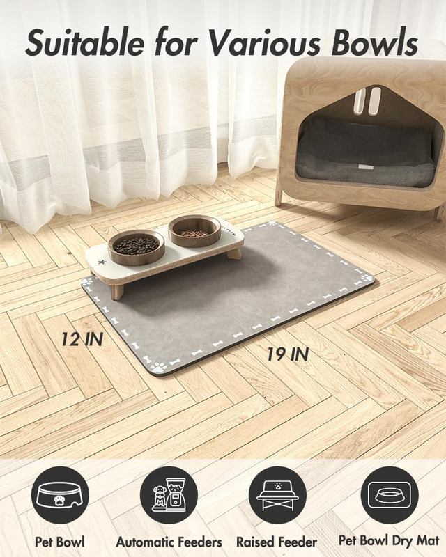 -Dog Food Mat-Absorbent Dog Bowl Mat-Quick Dry Dog Mat for Food and Water-Pet Fo