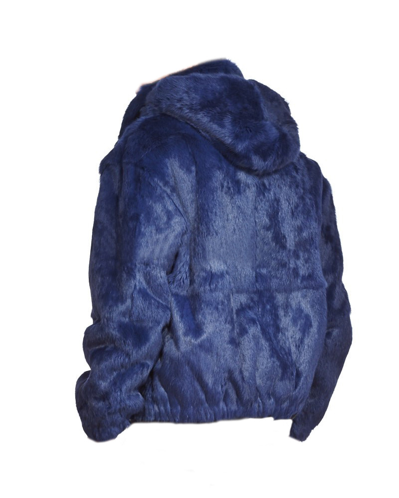 Pre-owned Winter Fur Ny Mens Genuine Mink Rabbit Fox 100% Genuine Fur Winter Coat Jacket Usa Blue