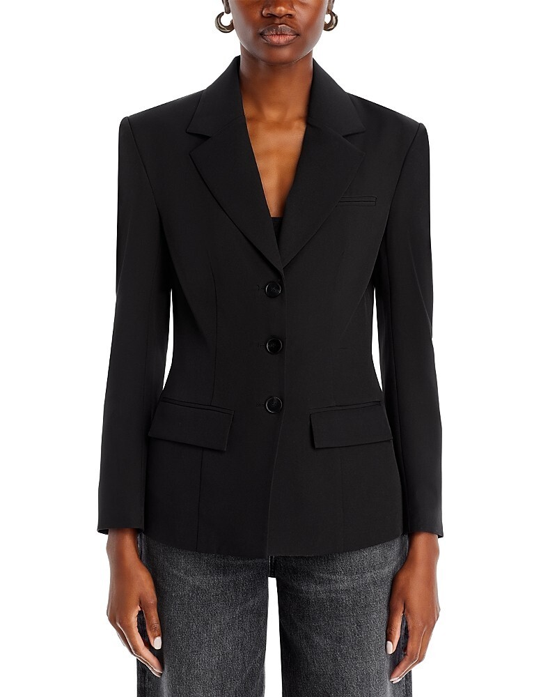 FORE Long Sleeves Notch Lapel Fitted Blazer Women XS Black Front Button Closure - Picture 1 of 20