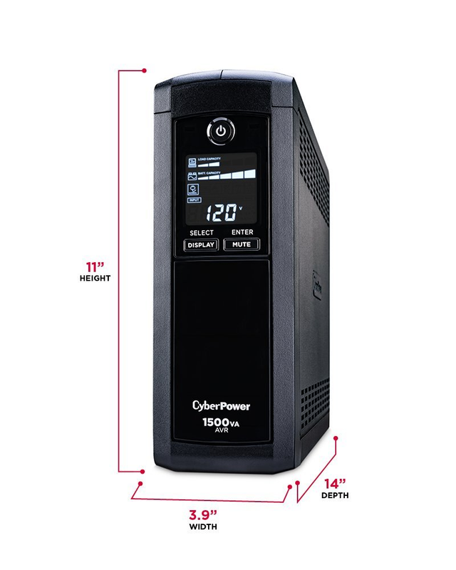 CyberPower  CP1500AVRLCD Intelligent LCD UPS System, 1500VA/900W, 12 Outlets, AV