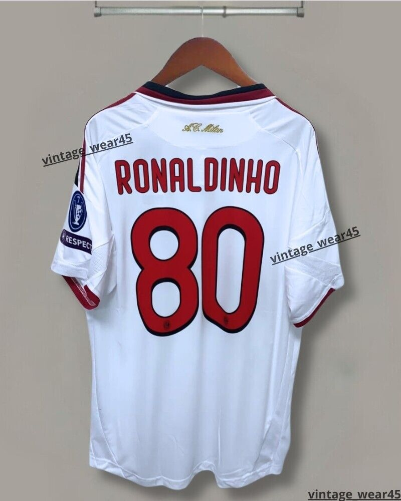 A.C. Milan RONALDINHO 80 シャツ RONALDINHO #80 AC Milan Jersey 2009/10 Short Sleeve Retro