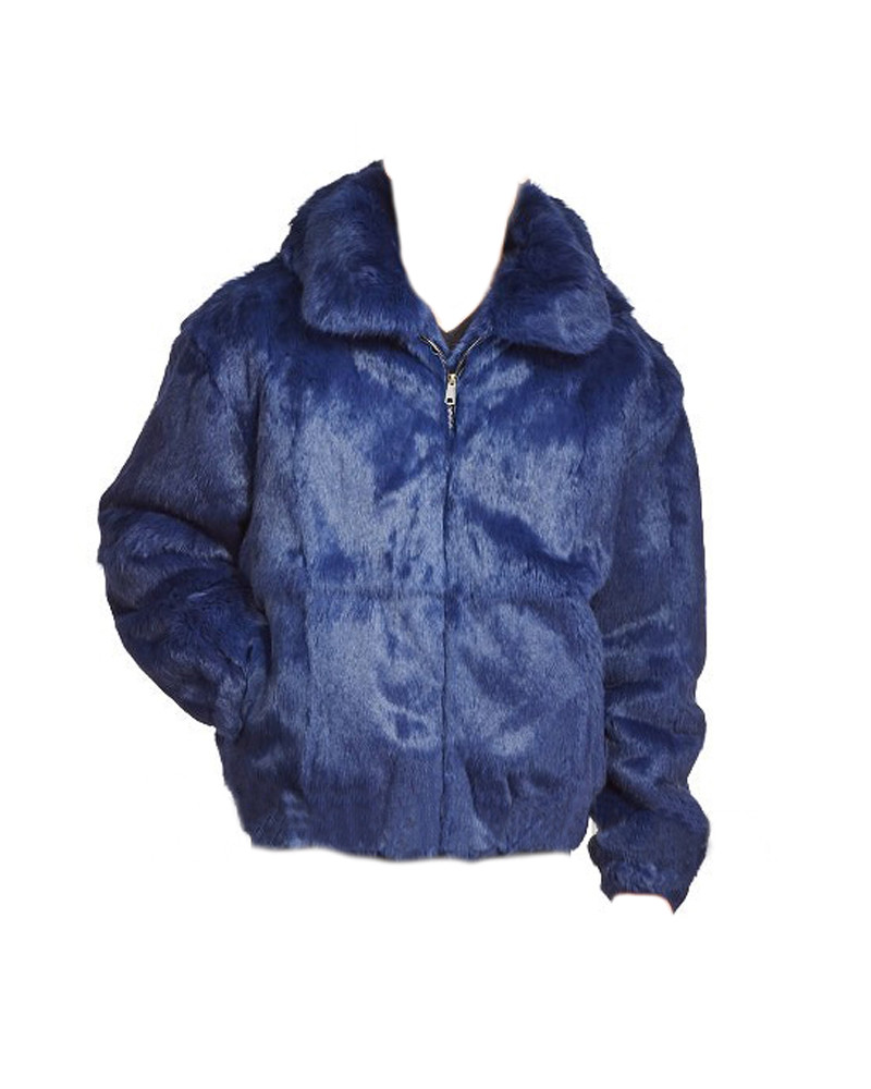Pre-owned Winter Fur Ny Mens Genuine Mink Rabbit Fox 100% Genuine Fur Winter Coat Jacket Usa Blue