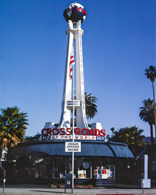 8x10 vintage image of the Crossroads of the World in Hollywood, CA.