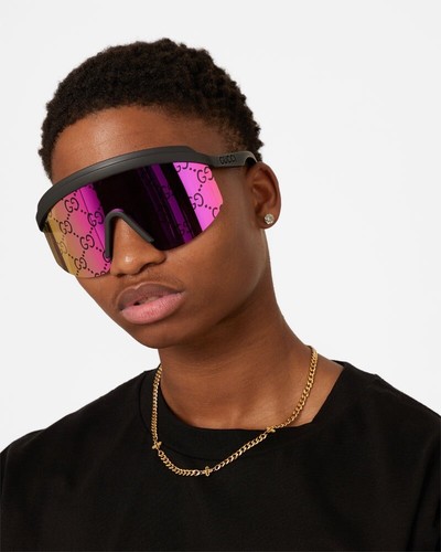 貴重　GUCCI サングラス Gucci GG1477S 004 Black Pink Mirror GG Logo Lens Unisex