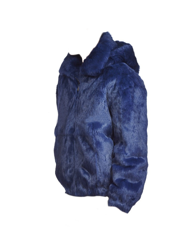 Pre-owned Winter Fur Ny Mens Genuine Mink Rabbit Fox 100% Genuine Fur Winter Coat Jacket Usa Blue
