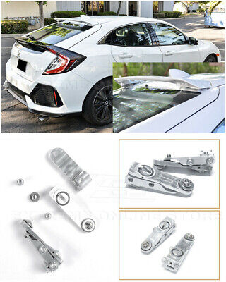 For 16-21 Honda Civic Hatchback SILVER Rear Roof Wing Spoiler Riser Extensions