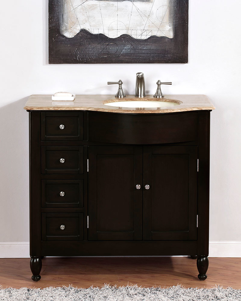 38 Inch Bathroom Vanity Travertine Stone Counter Top Right Sink Cabinet 0902tr 609224899997 Ebay