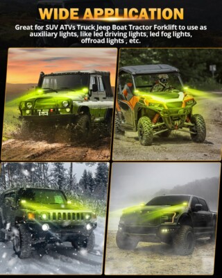 AUXBEAM 4" LED Pods Light Bar Amber Yellow Fog Lamp Offroad Driving Truck ATV