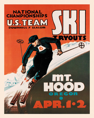 Ski Skiing Race U.S. Team Mt. Hood Oregon Sport Vintage Poster Repro FREE S/H