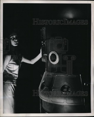 1956 Press Photo Bette Krupski at General Electric's Instrument Department