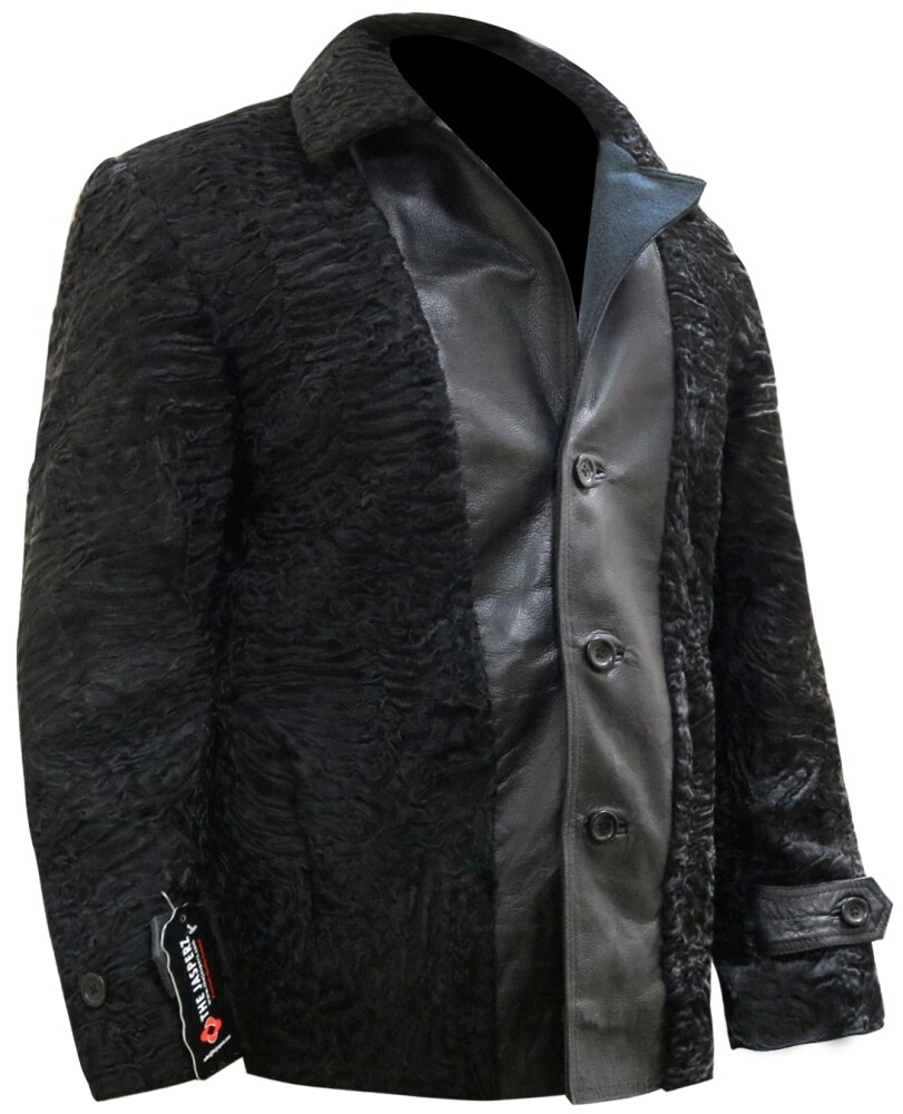 Pre-owned Leather Estate Men's Persian Lamb Black Coat, Persian Black Jacket, All Sizes Available