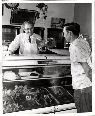 1955 Press Photo Meat Processing and Packaging - dfpb66489