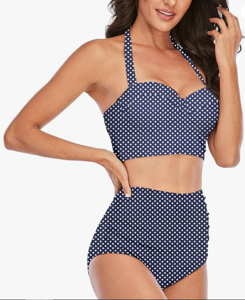 NWT! AIXY Vintage-Look Polka-Dot High-Waisted Two-Piece