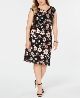 Connected Apparel Women's Knee Length Sheath Dress Size 20W Lightweight A1291