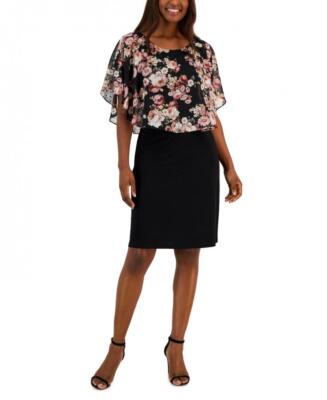 New $79 Connected Apparel  Women's Knee Length Half Sleeve  Blouson Dress A3888