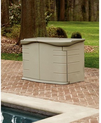 Rubbermaid Resin Storage Shed Plastic Lockable Indoor Outdoor Split Lid Garden