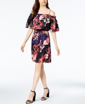 Connected Apparel Women's Knee Length Fit & Flare Dress Smocked Floral   A1333