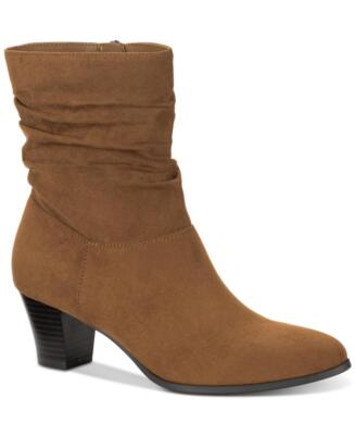 Style Co Women's Piviee Ankle Boots Fabric Pointed Toe Cone Heel Memory Foam S74