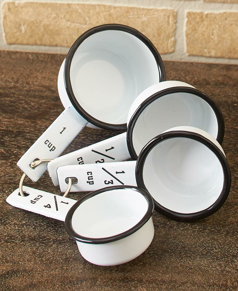 Set Of 4 Essential Measuring Cups Country Retro Style Kitchen