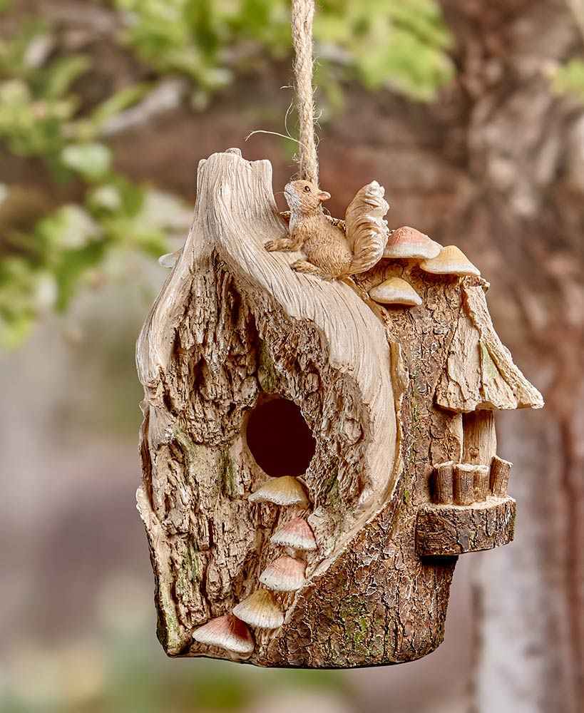 Woodland-Themed Birdhouses, Made From Cold Cast Ceramic, Two Styles To Choose