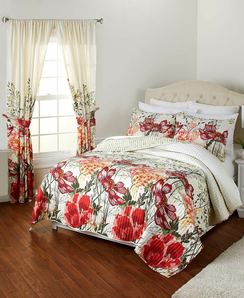 Full/Queen Prairie Quilted Bedding Spring Flowers Blooms Kin
