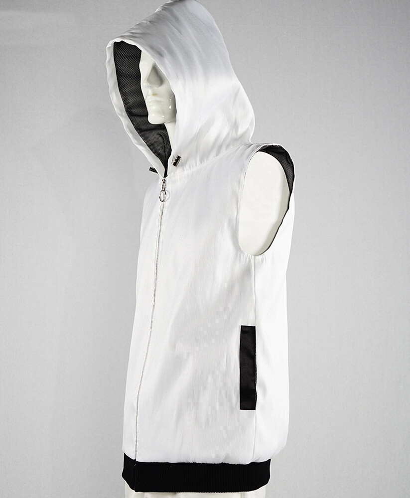Pre-owned Handmade Men Led Hoodies Sound Activated Optic Fiber Cothing Party App Control Rgb Lights In White